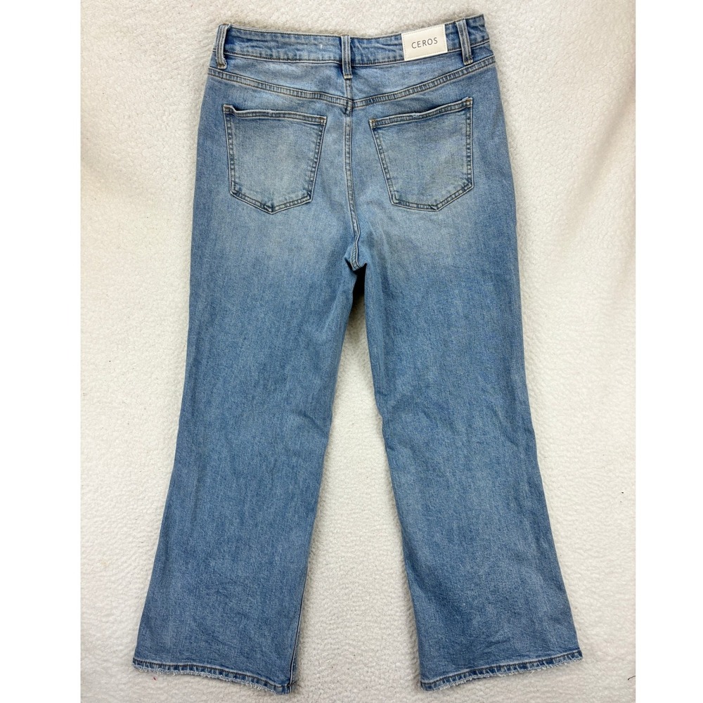 Ceros Wide Leg Ripped Distressed Jeans Women's 29 Blue High Rise Denim Pants - Picture 11 of 14